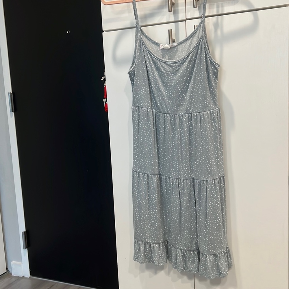 Blue and white dress
